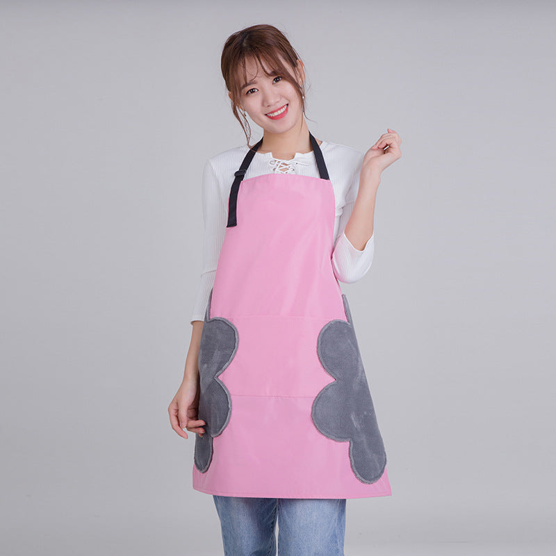 Coral Velvet Grill Apron — Built-In Hand Towel