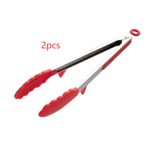 Household silicone food tongs stainless steel barbecue tongs