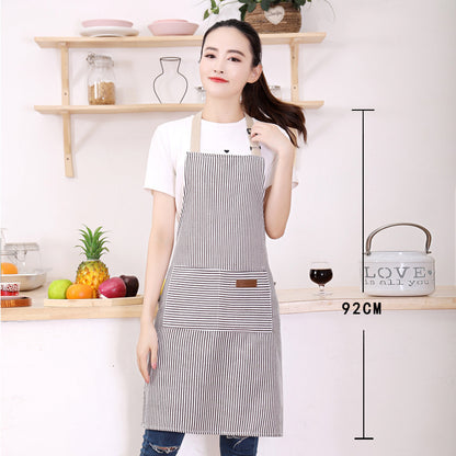 Household Cotton Linen Halterneck Striped Apron