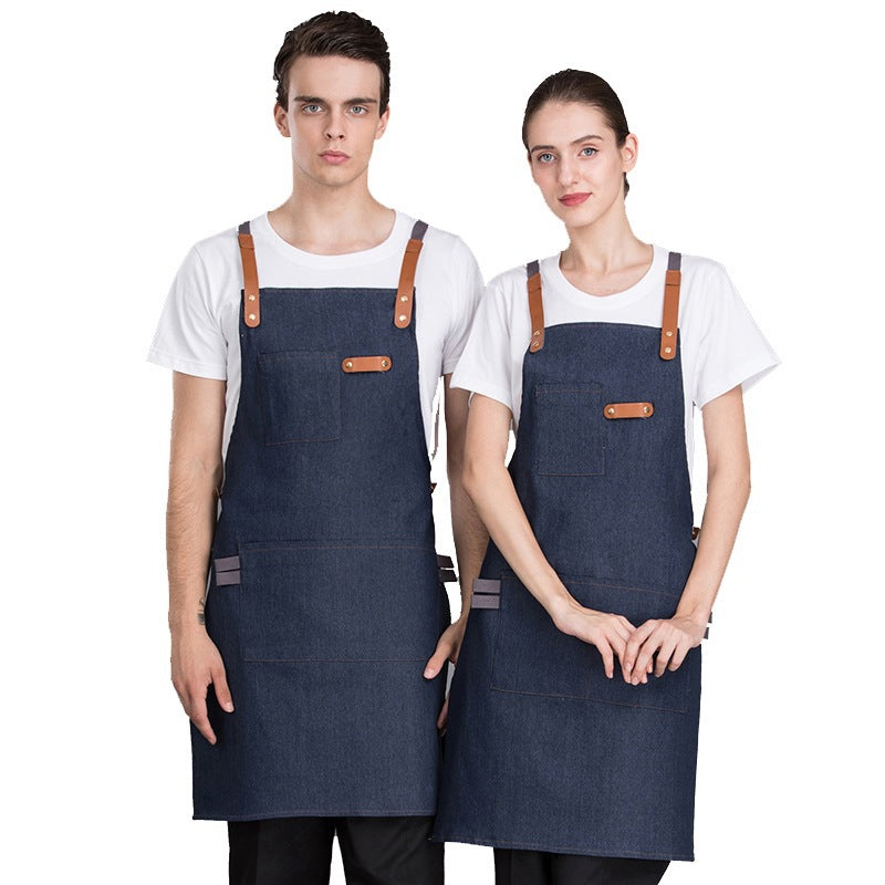 Floral Barber Denim Canvas Workwear Apron